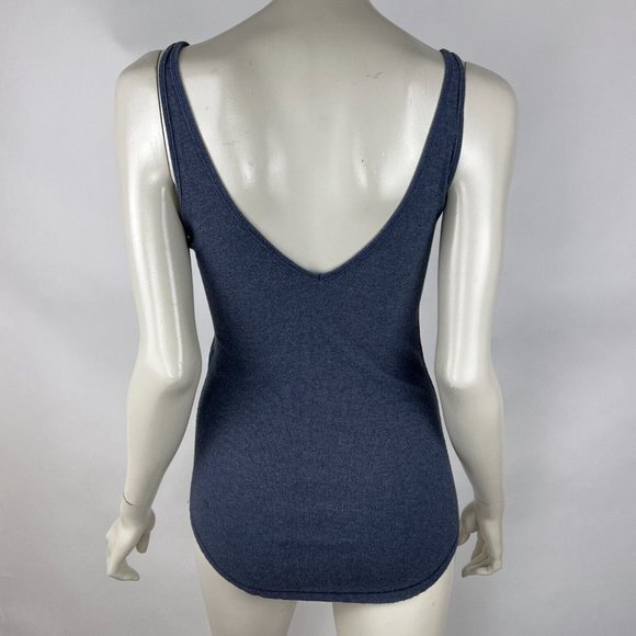 Lululemon Tank Top Women 4 Round Neck Deep V Back Stretch Sleeveless Blue‎ - Picture 1 of 9